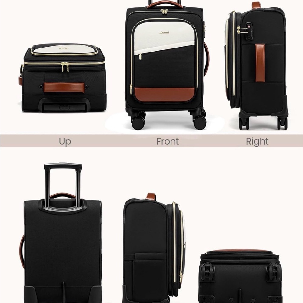 Lovevook Carry on Luggage 22X14X9, 20 Inch Softside Suitcase with 4 Pcs, - Picture 9 of 9